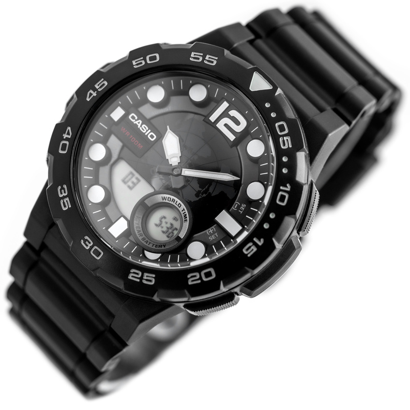 ZEGAREK MĘSKI CASIO AEQ-100W 1AV (zd070a) - WORLD TIME + BOX