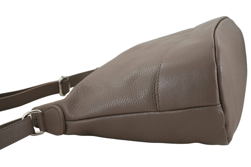 Modna torebka włoska skórzana - Beżowa ciemna