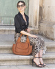 Włoska torebka skórzana z kieszenią z przodu retro bag handmade - MARCO MAZZINI brąz camel