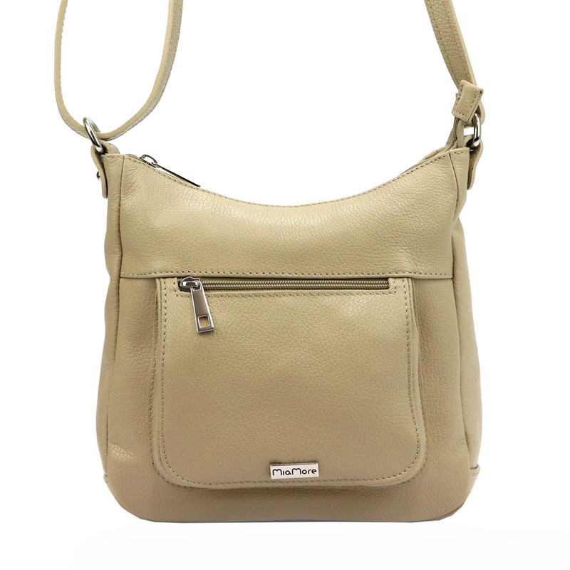 Pojemna skórzana damska listonoszka przez ramię z kieszeniami MiaMore