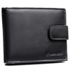 Duży, czarny portfel męski ze skóry naturalnej wyposażony w system RFID, zamykany na zatrzask - Rovicky