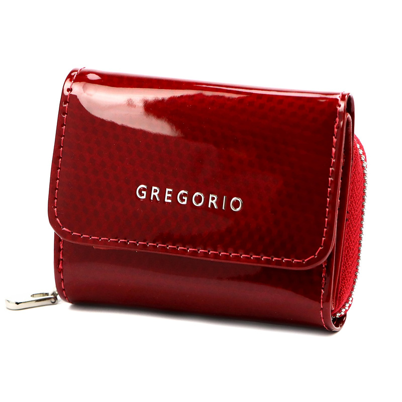 Gregorio damska lakierowana portmonetka skórzana mały portfel na zatrzask