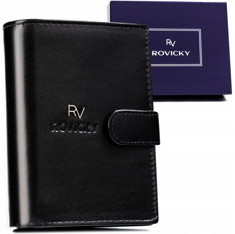 Zamykany duży skórzany męski portfel RFID Rovicky