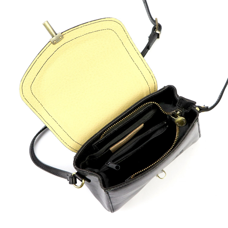 Florence Torebka Skórzana Damska Listonoszka Mała Organizer 2 Komory