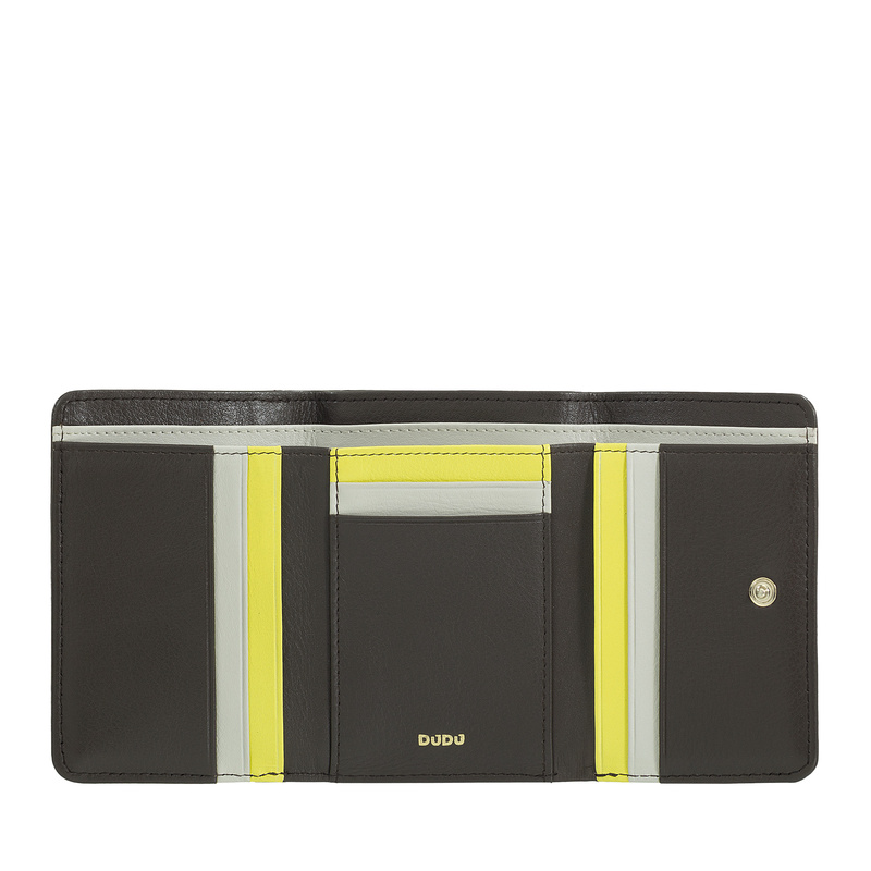 DUDU Damski portfel skóra naturalna na zatrzask minimalistyczny zgrabny