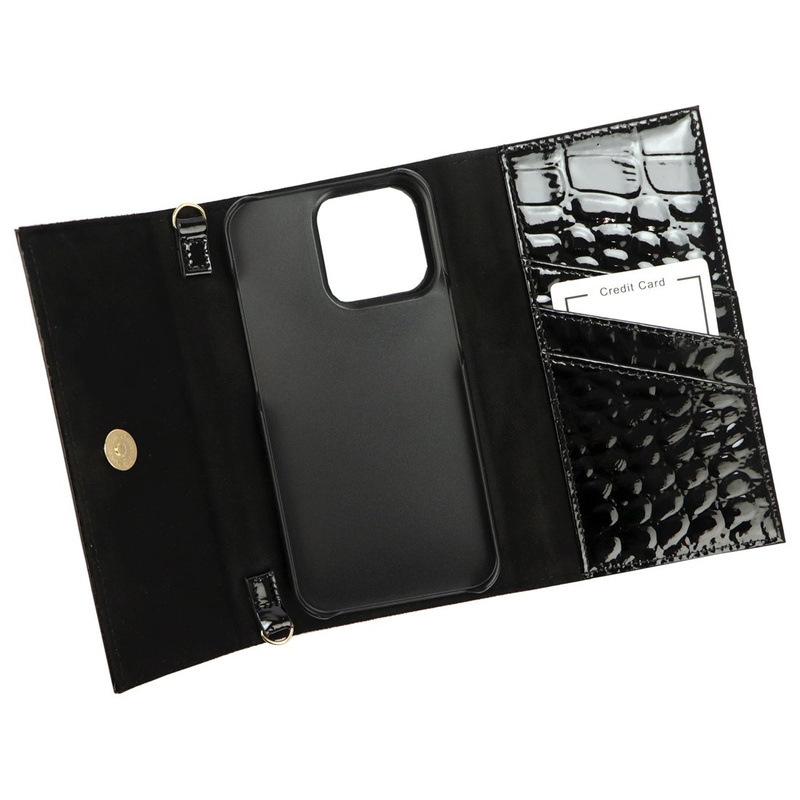 MiaMore etui Iphone 12 PRO case z klapą wzór skóra krokodyla z łańcuszkiem