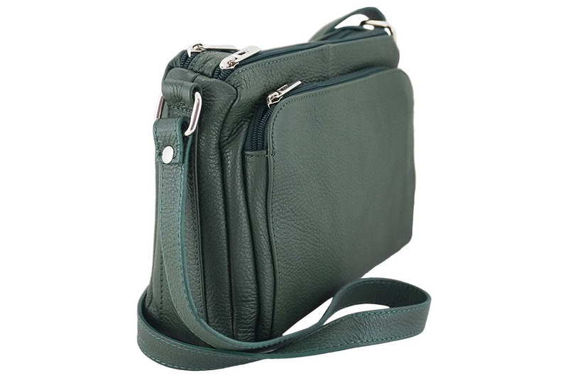 Listonoszka skórzana z kieszeniami - Szara jasna