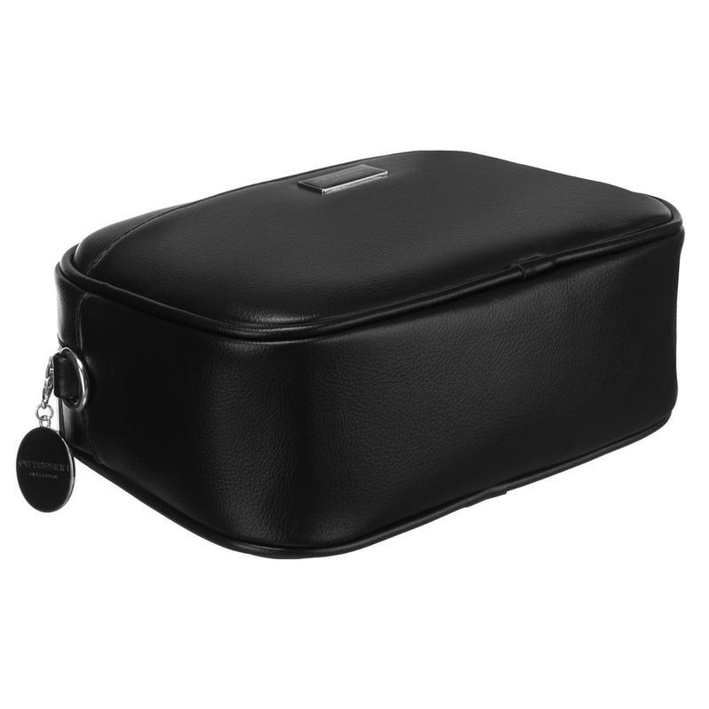 Czarna, klasyczna listonoszka damska crossbody z eko skóry dwa paski w komplecie Peterson