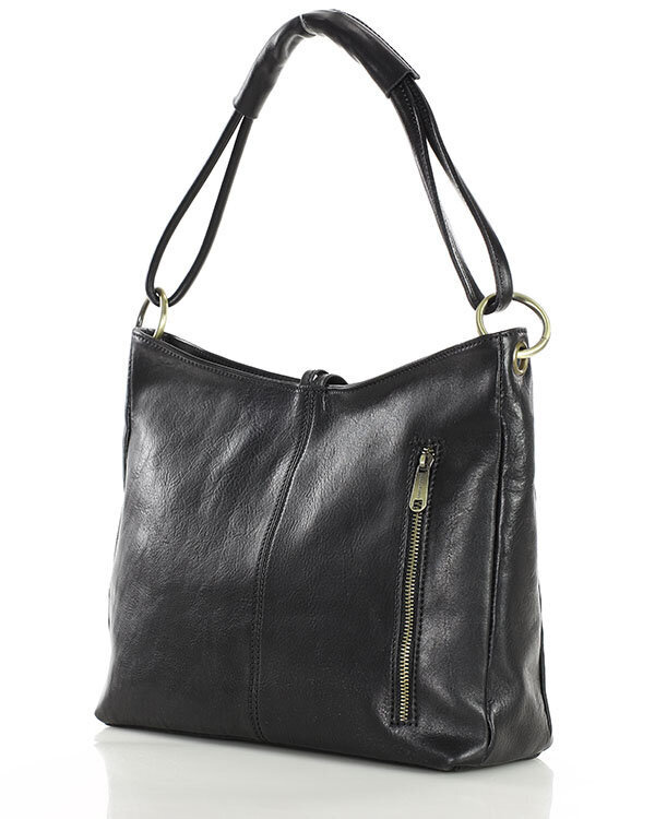 Klasyczna torba skórzana na ramię premium leather - MARCO MAZZINI czarna