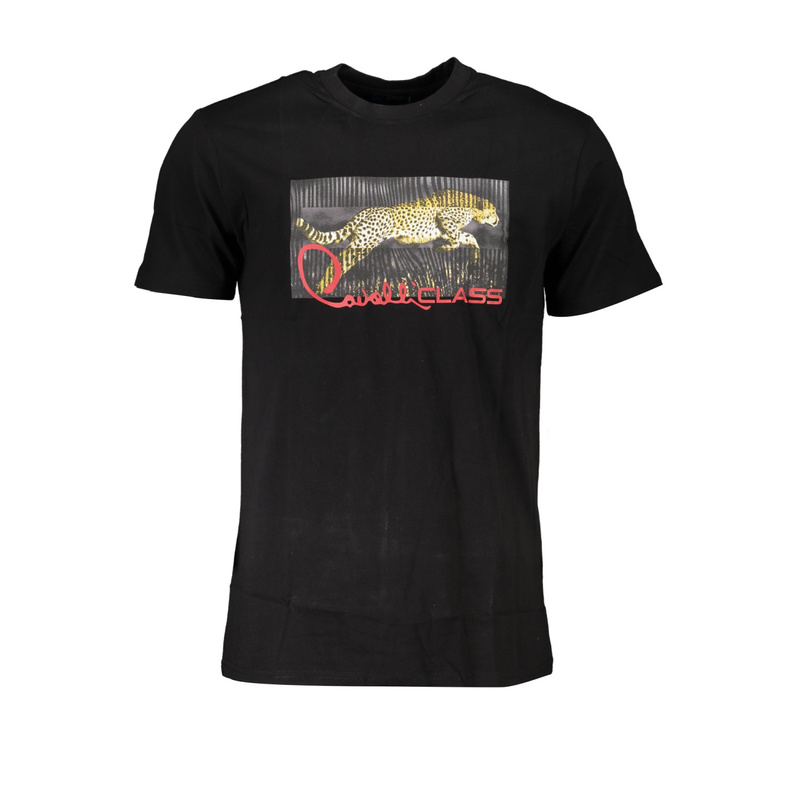 T-SHIRT MĘSKI Z KRÓTKIM RĘKAWEM KLASY CAVALLI CZARNA