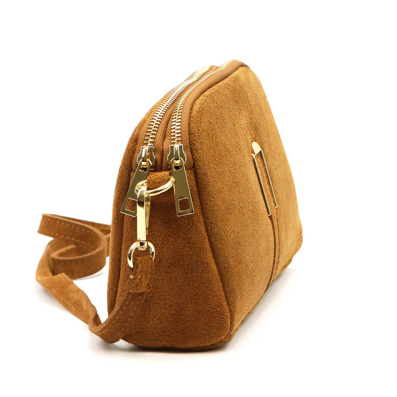 Dwukomorowa damska listonoszka skórzana zamszowa torebka na ramię Luka