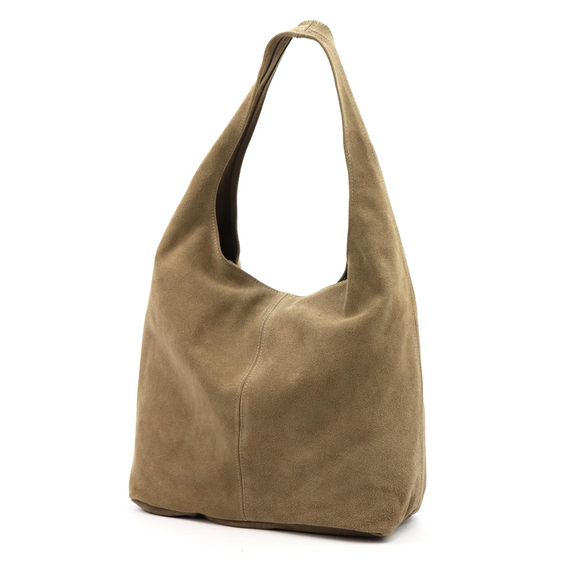 Vera Pelle damska duża torebka na ramię skóra naturalna zamszowa shopperbag