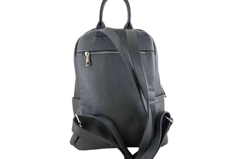 Damski plecak miejski skórzany - Szary ciemny