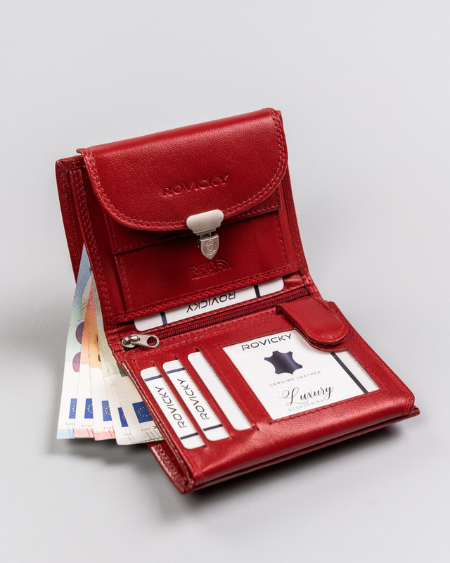 Zgrabna Skórzana damska portmonetka Rovicky RFID