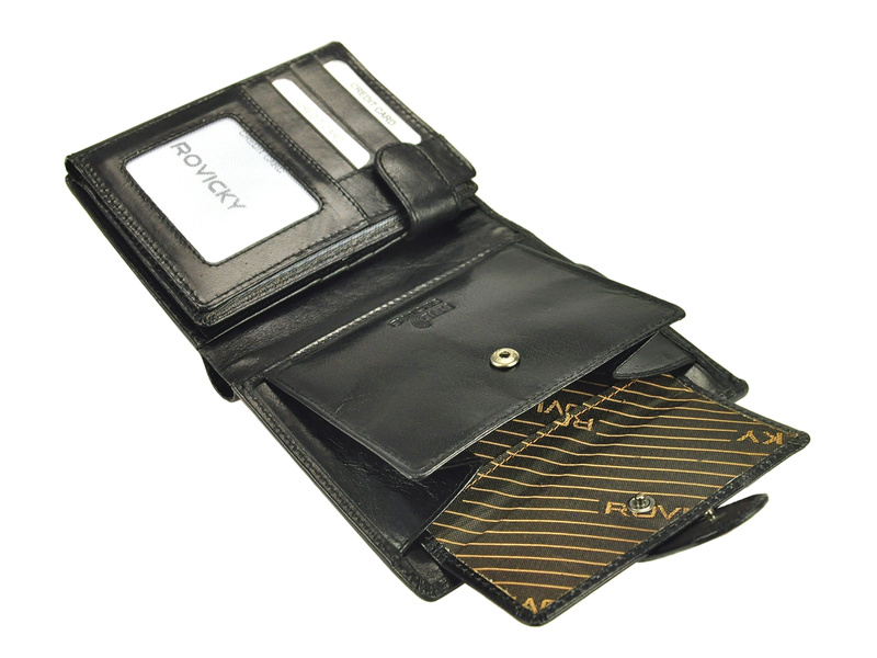 Rovicky męski portfel skóra naturalna rozbudowany pionowy zatrzask RFID