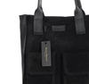 Torebka zamszowa shopper bag z kieszeniami skóra naturalna - MARCO MAZZINI czarny