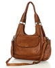 Włoska torebka skórzana z kieszenią z przodu retro bag handmade - MARCO MAZZINI brąz camel