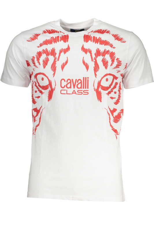 T-SHIRT M�SKI Z KR�TKIM R�KAWEM KLASY CAVALLI BIA�Y