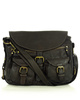 MARCO MAZZINI Skórzana torebka listonoszka z kieszeniami safari handmade bag czarna