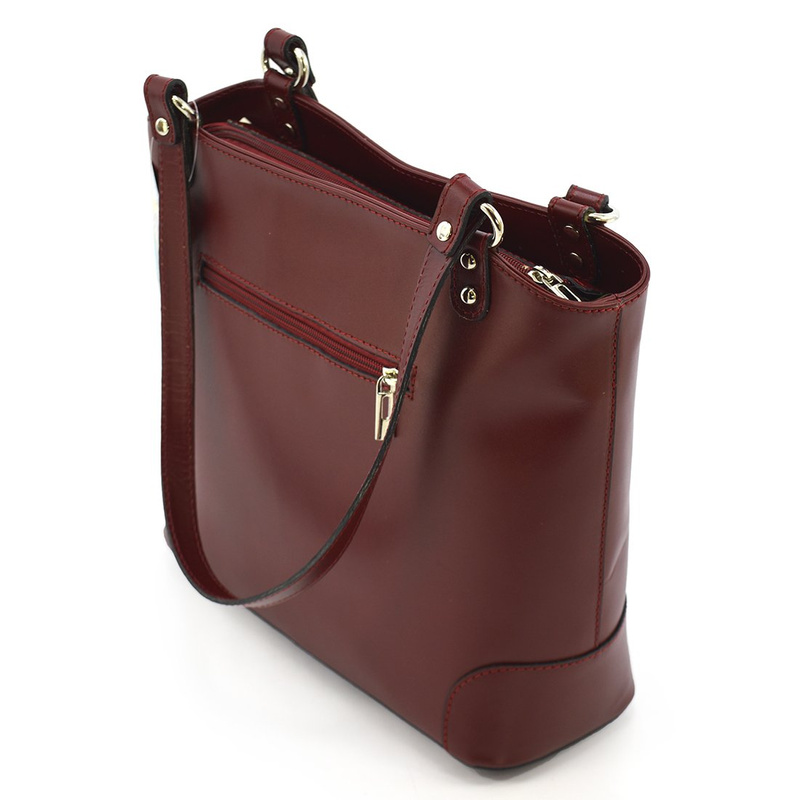 Skórzana torebka na ramię z licowej skóry shopper