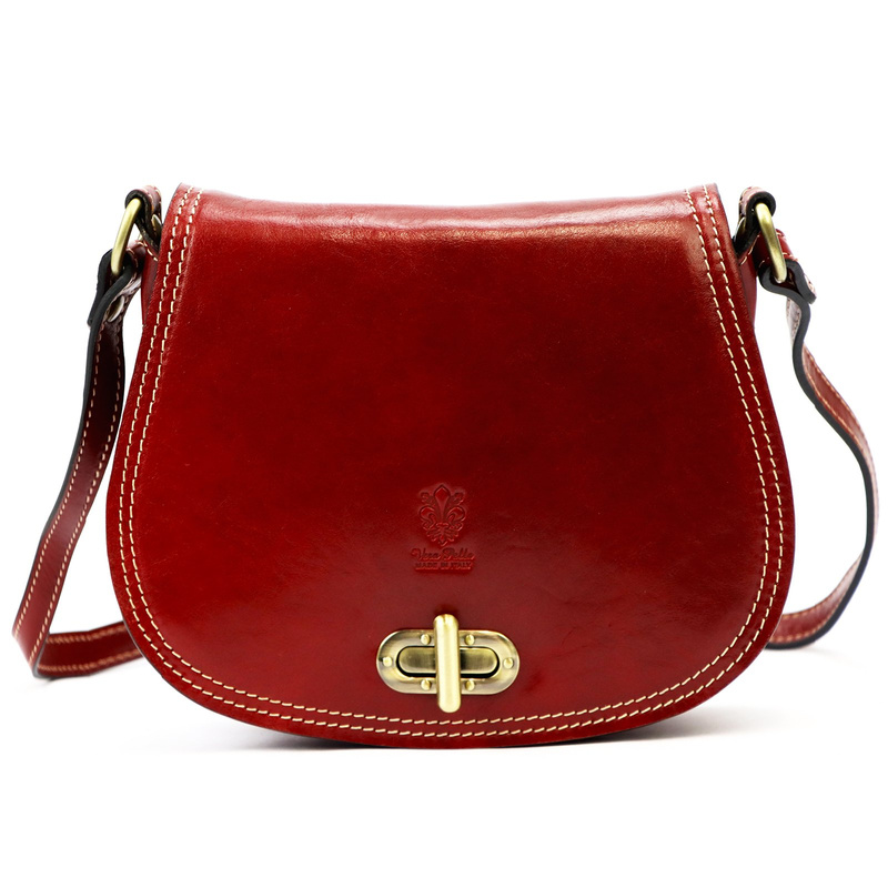 Florence Skórzana damska listonoszka torebka na ramię dwukomorowa z klapą