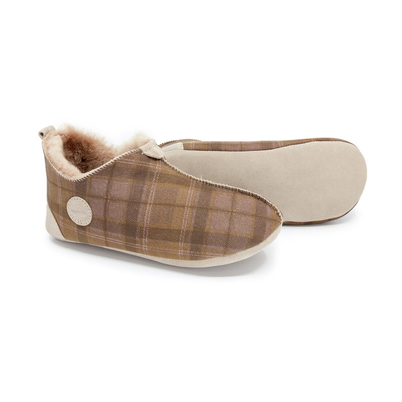 Kapcie męskie OXFORD Tartan beżowe