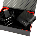 Pierre Cardin zestaw męski skóra naturalna portfel i pasek do spodni