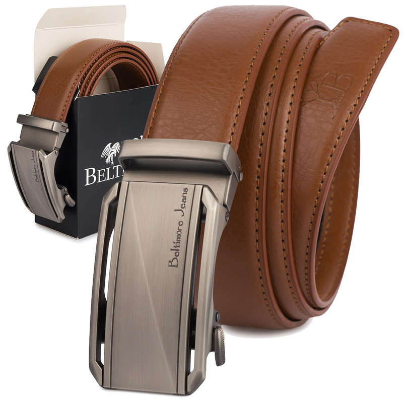 Pasek męski skórzany klamra automatyczna brązowy Beltimore A51 : Kolory - brązowy, beżowy, Rozmiar pasków - r.100-115 cm