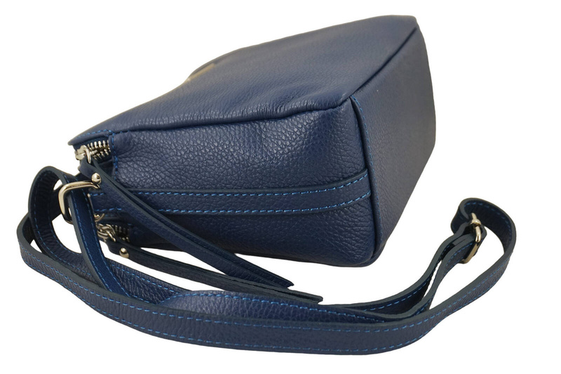 Torebka skórzana damska włoska - Granatowa jasna