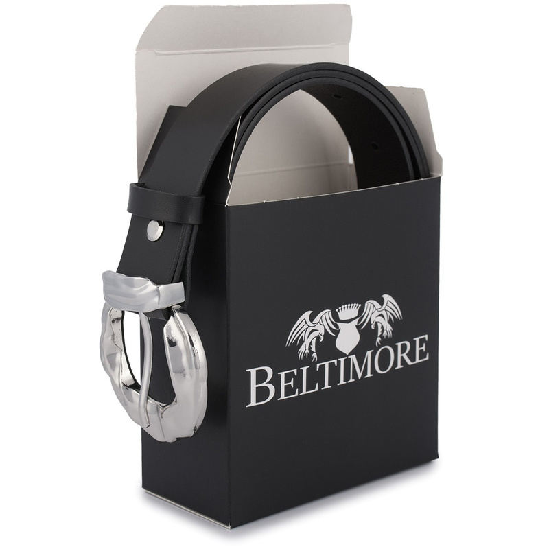 Skórzany pasek damski do spodni sukienki czarna skóra nat 3 cm Beltimore D95 : Kolory - czarny