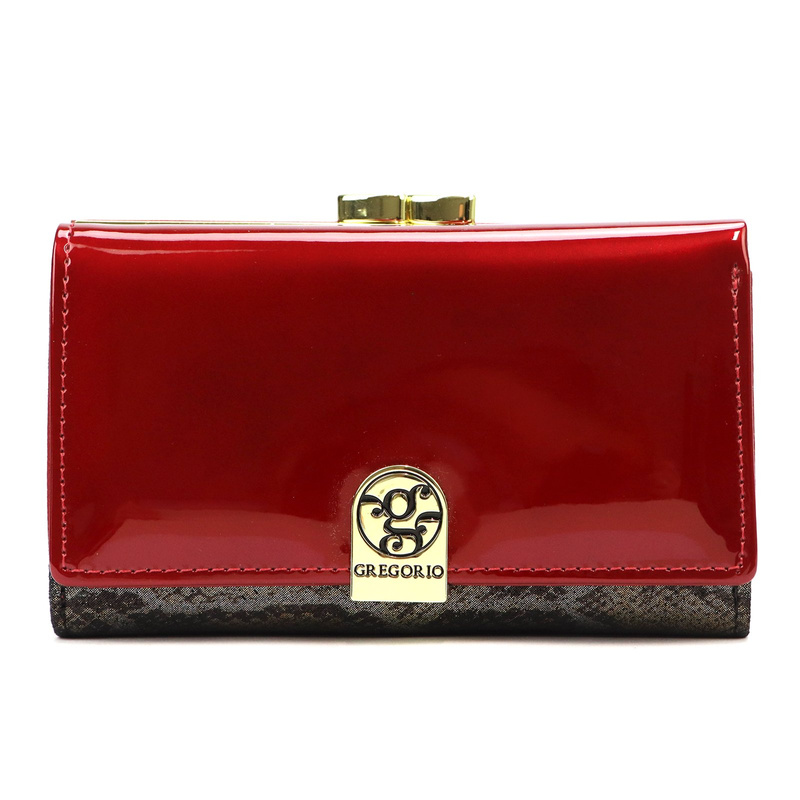 Klasyczny Skórzany damski portfel ze wzorem węża