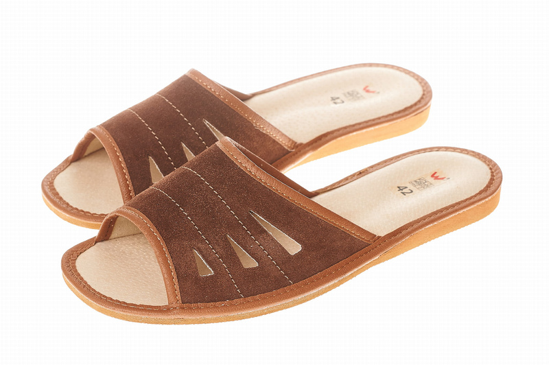 Wójciak Podhale męski domowe kapcie ze skóry naturalnej otwarty palec