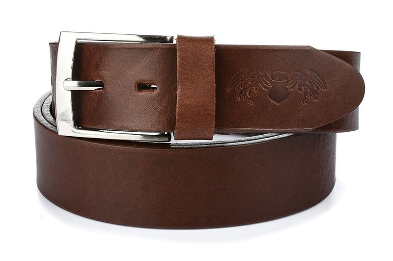 Beltimore skórzany pasek męski brązowy premium E08 : Kolory - brązowy, beżowy, Rozmiar pasków - r.120-135 cm