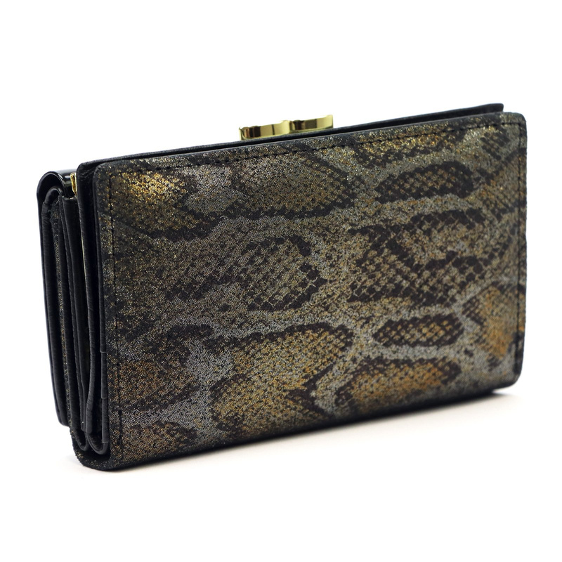 Klasyczny Skórzany damski portfel ze wzorem węża