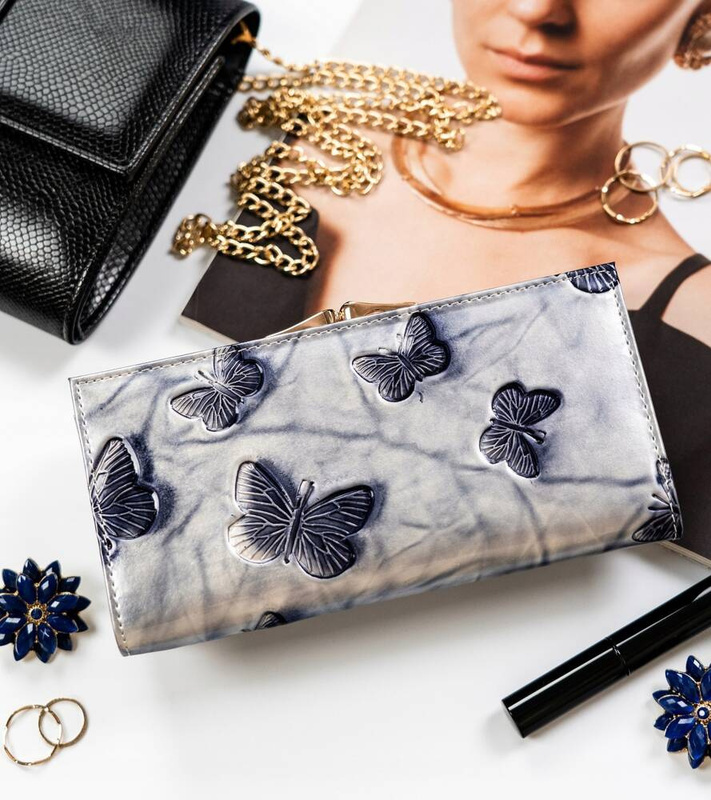 Skórzany damski portfel Peterson PTN 421028-BF SILVER