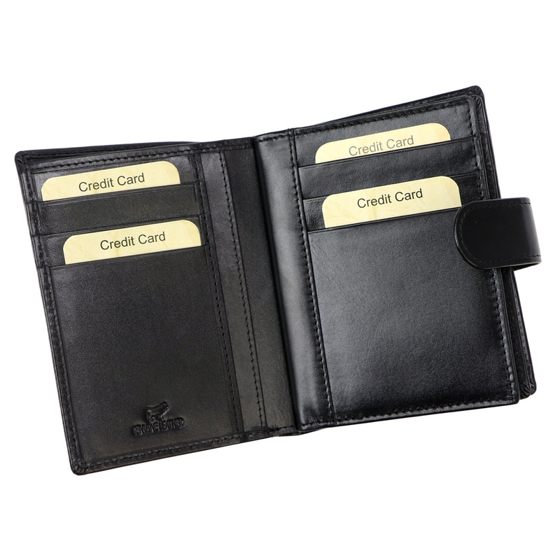 EL FORREST męski portfel pionowy rozbudowany skórzany na zatrzask RFID