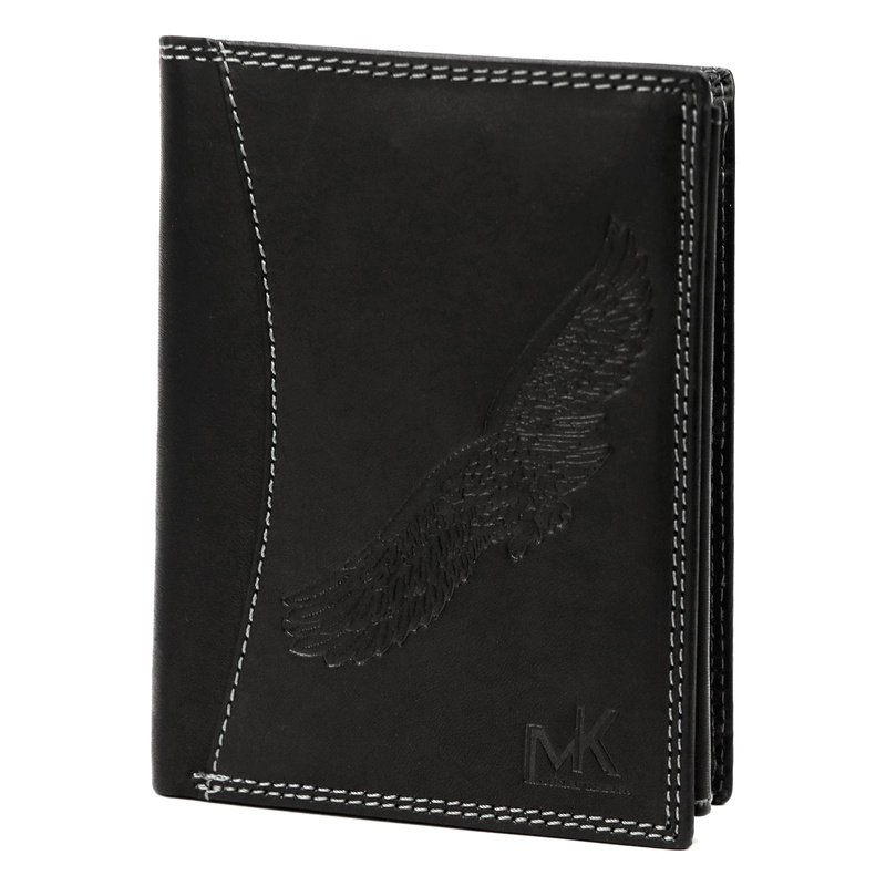 Money Kepper portfel skóra naturalna męski rozbudowany duży wzór z ptakiem