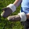 Ciepłe Dziecięce rękawiczki z kożucha 1 palec wełna sznurek Podhale