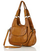Włoska torebka skórzana z kieszenią z przodu retro bag handmade - MARCO MAZZINI brąz camel