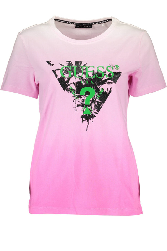 T-SHIRT Z KRÓTKIM RĘKAWEM GUESS JEANS RÓŻOWY