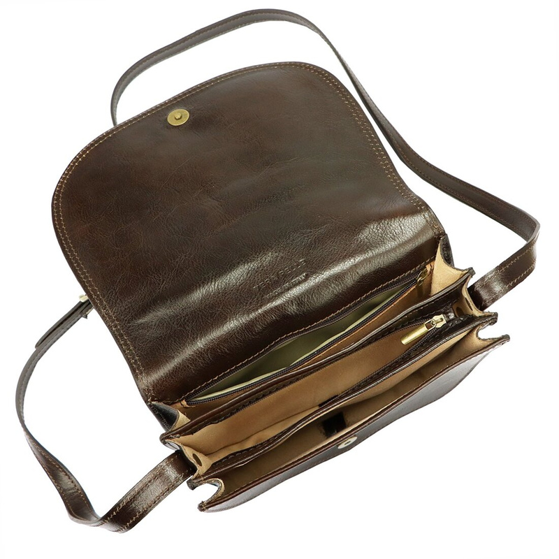 Florence Skórzana damska listonoszka przez ramię dwie komory kieszenie