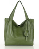 Modna torebka damska skórzany shopper bag - MARCO MAZZINI Portofino Max zielony khaki