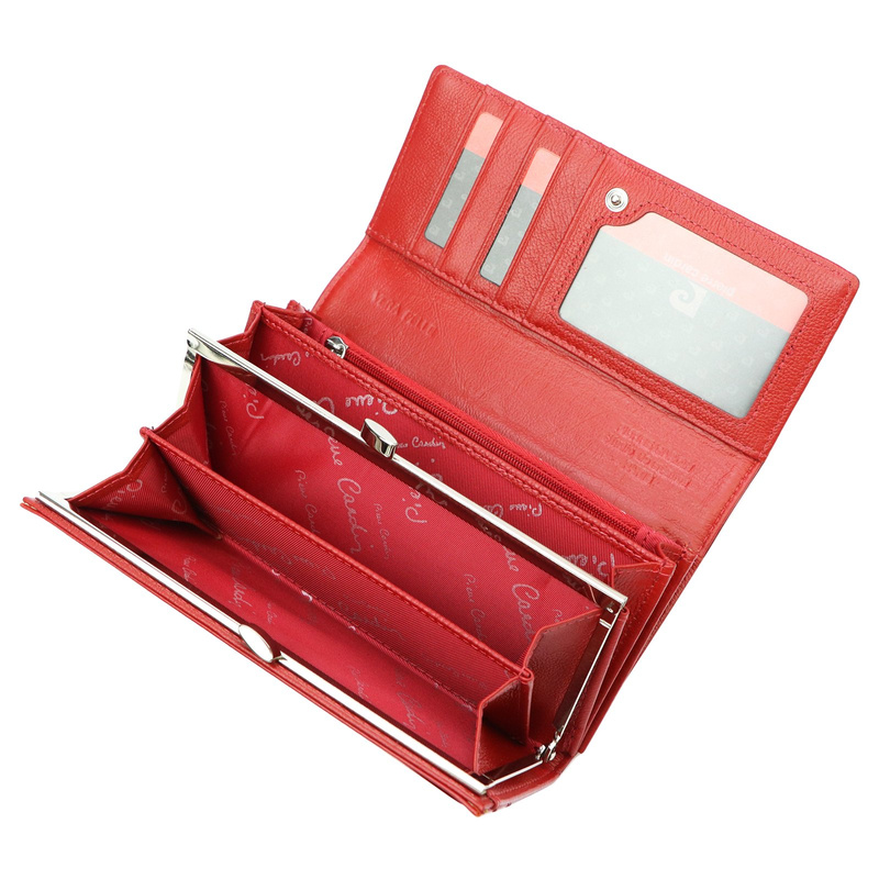 Skórzany damski portfel w liście od Pierre Cardin