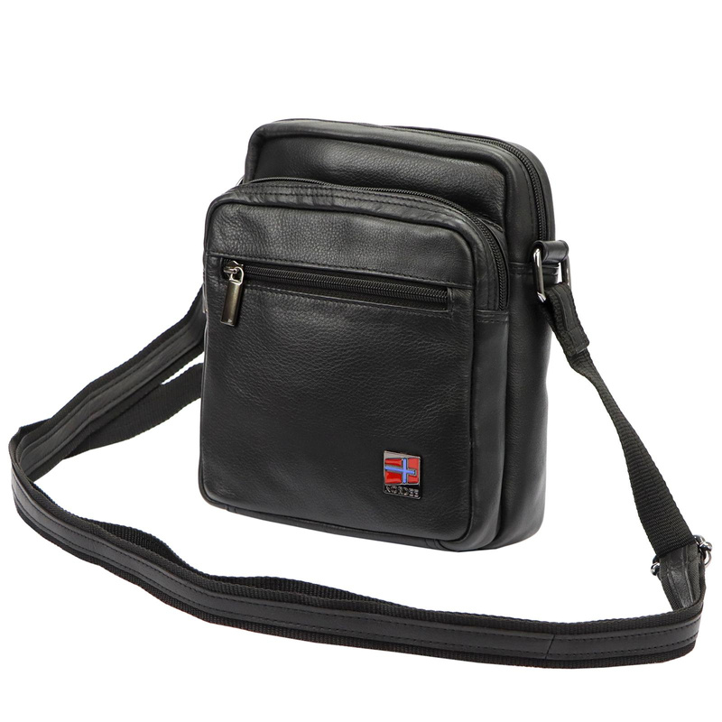 Nordee męska saszetka skóra naturalna torba na ramię z kieszeniami