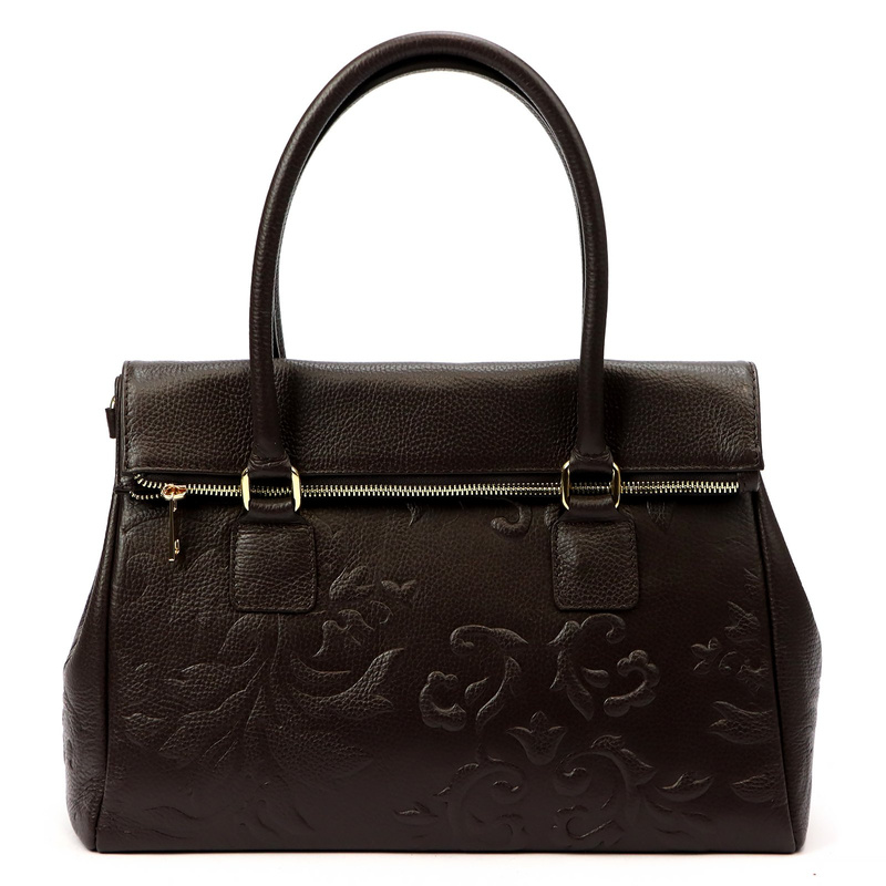 Vera Pelle damski kuferek skóra naturalna torebka do ręki z kieszeniami