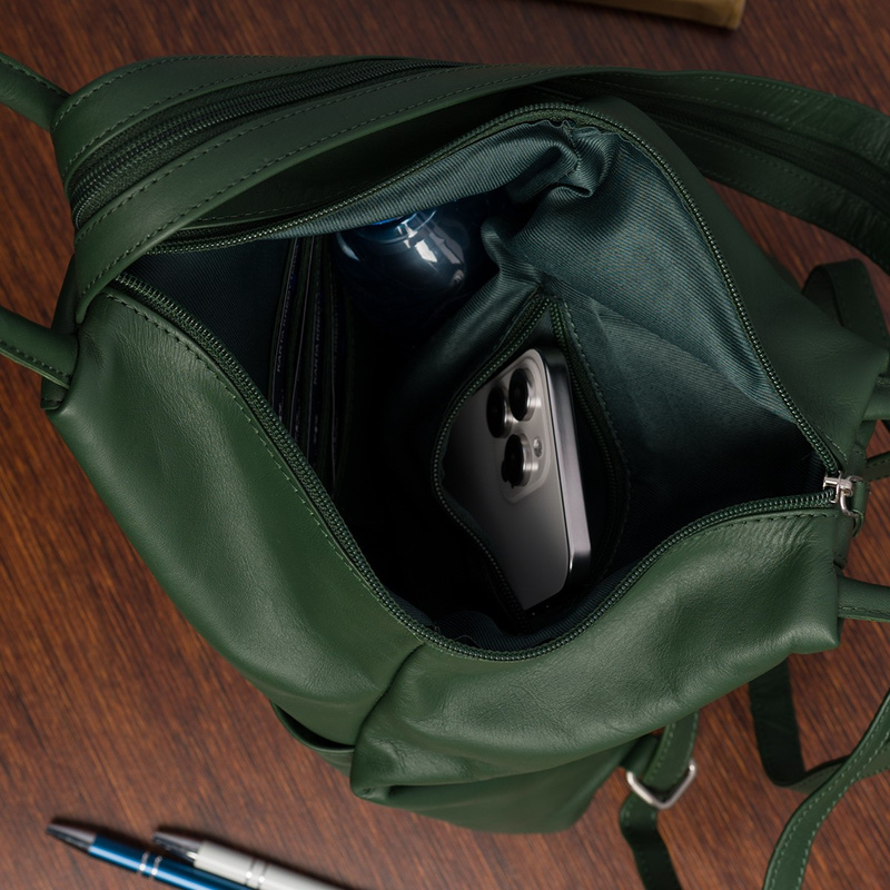 Plecak damski włoski plecaczek skórzany zielony mały Beltimore T52