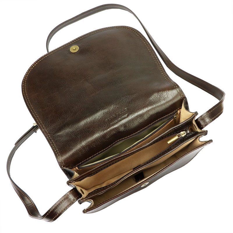 Florence Skórzana damska listonoszka przez ramię dwie komory kieszenie