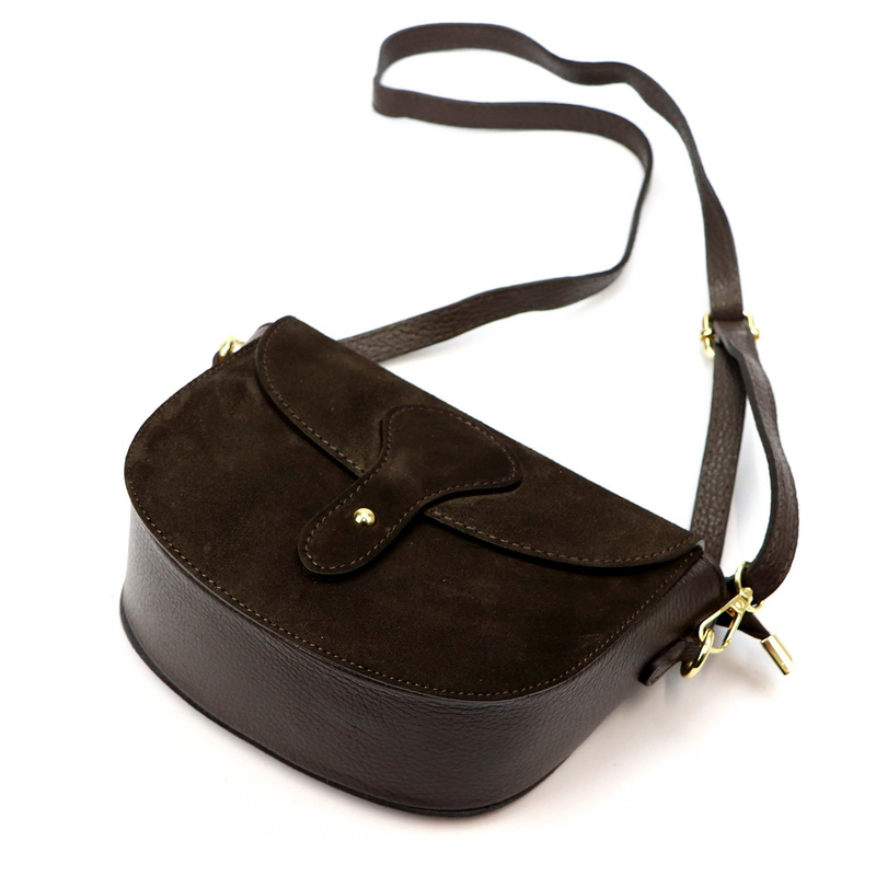 Vera Pelle damska listonoszka skóra zamszowa torebka na ramię z kieszenią