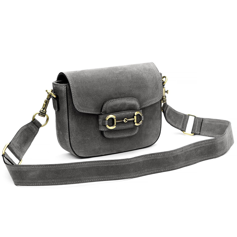 Vera Pelle damska listonoszka zamszowa przez ramię skórzana stylowa torebka