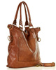 Torebka skórzana XL shopper vintage bag z kieszeniami vera pelle - MARCO MAZZINI brąz migdałowy